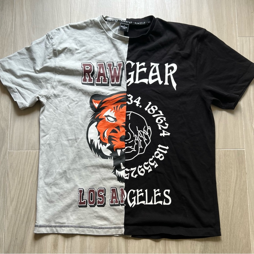 RAW Split Tiger Graphic Short-Sleeve Tee - Black & Light Gray